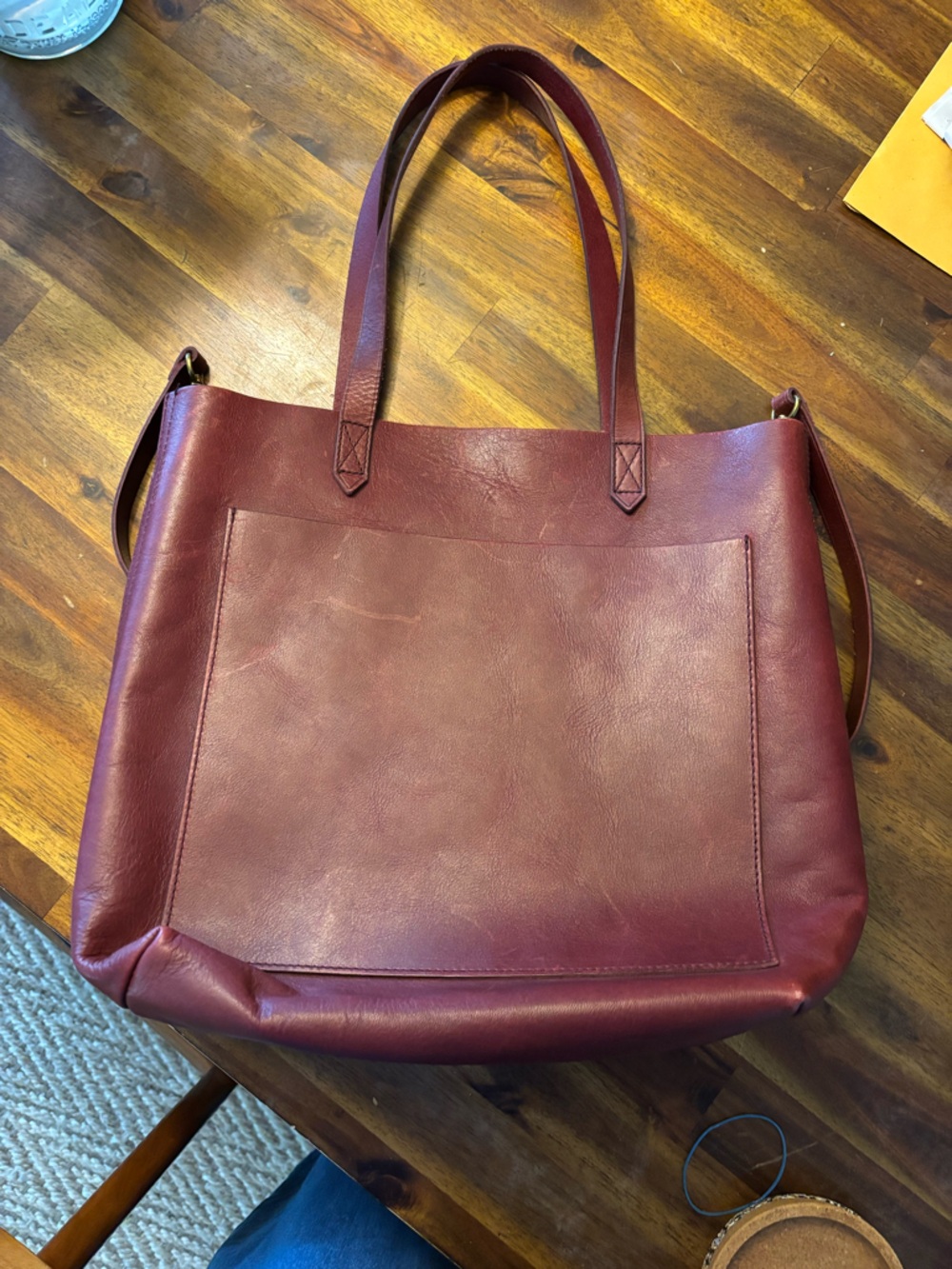 Burgandy Madewell Leather Tote Bag